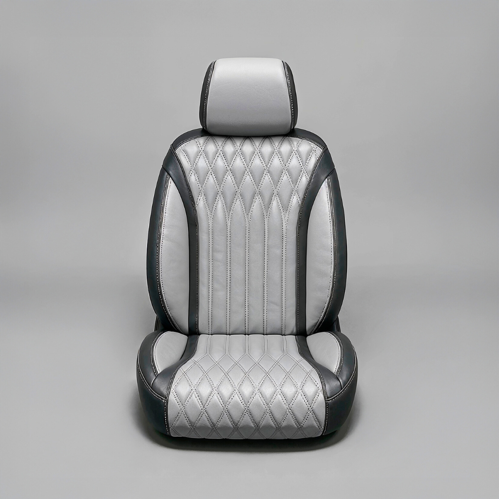Diamond Chevron Stitching Grey&Black