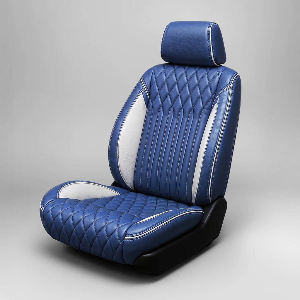 Diamond Chevron Stitching Blue&White