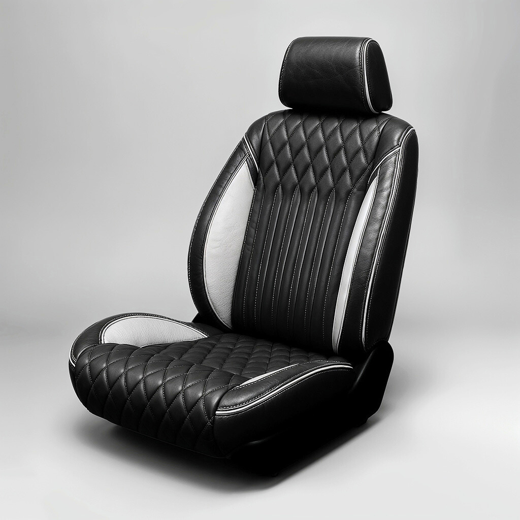 Diamond Chevron Stitching Black&White