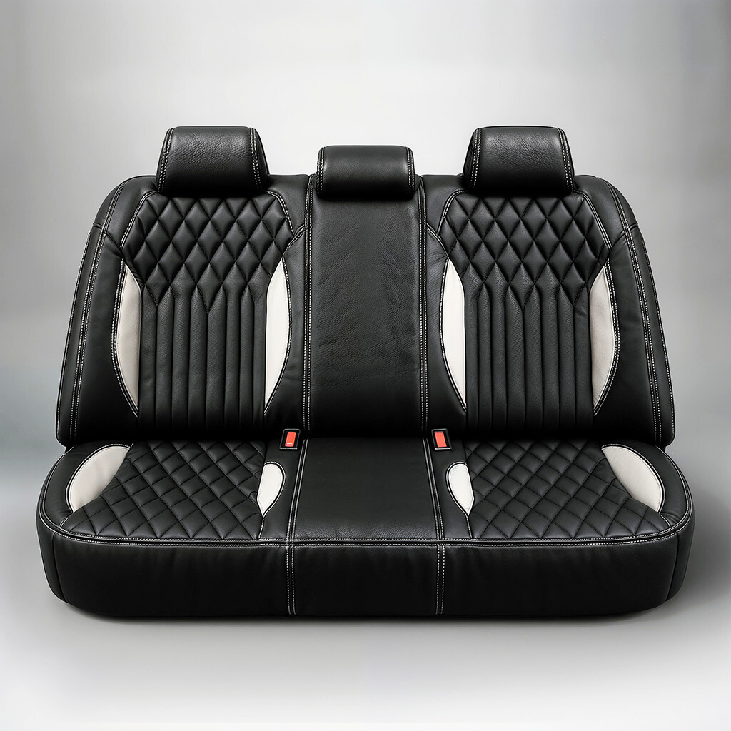 Diamond Chevron Stitching Black&White