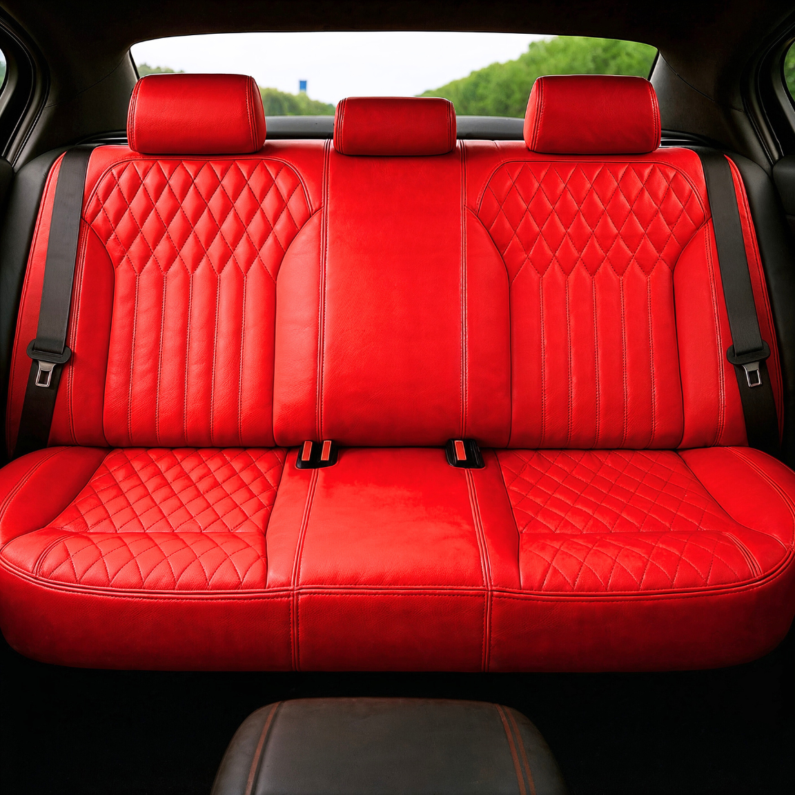 Diamond Chevron Stitching Red