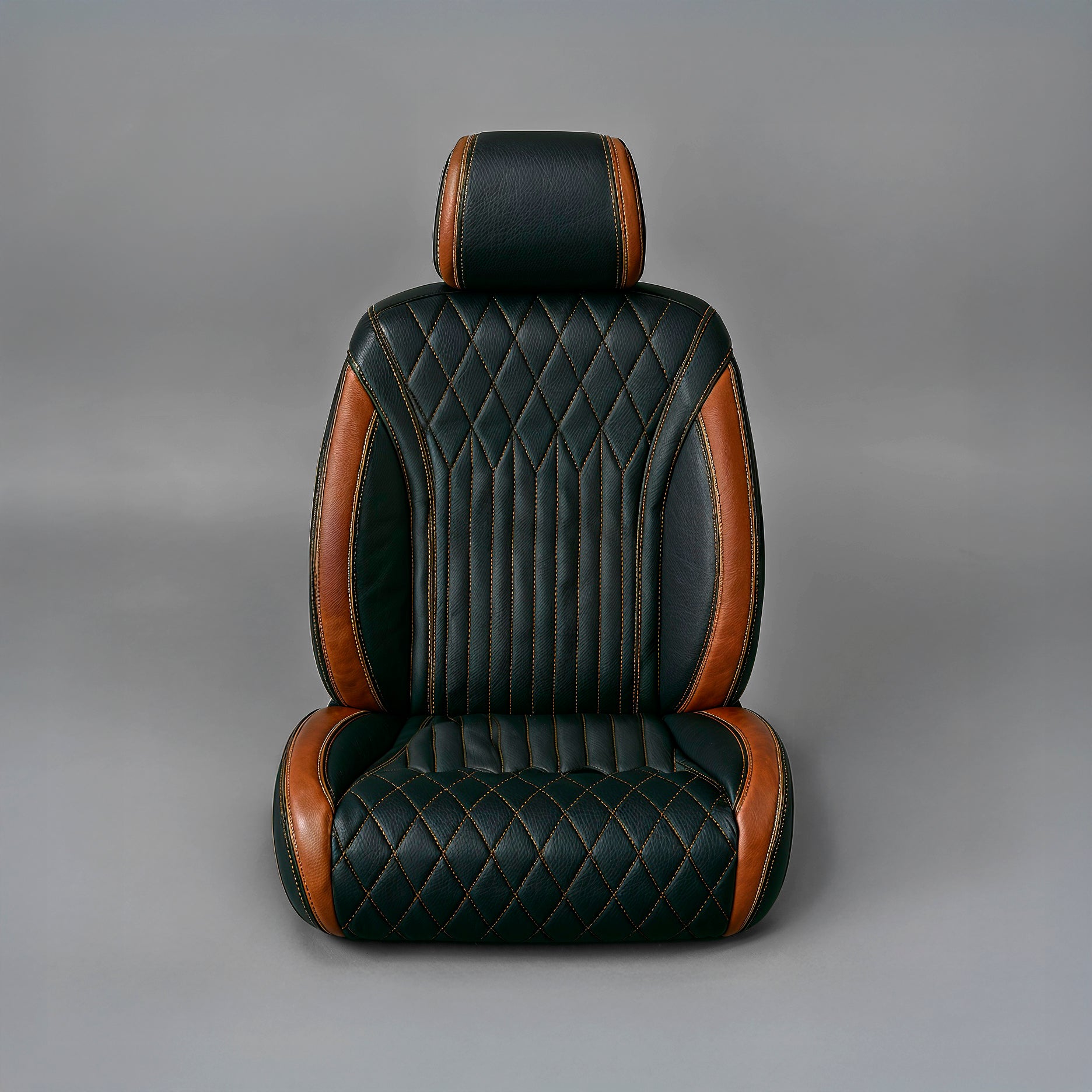 Diamond Chevron Stitching Black&Brown