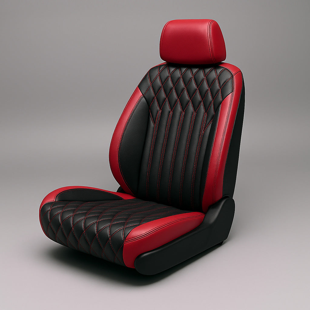 Diamond Chevron Stitching Black&Red