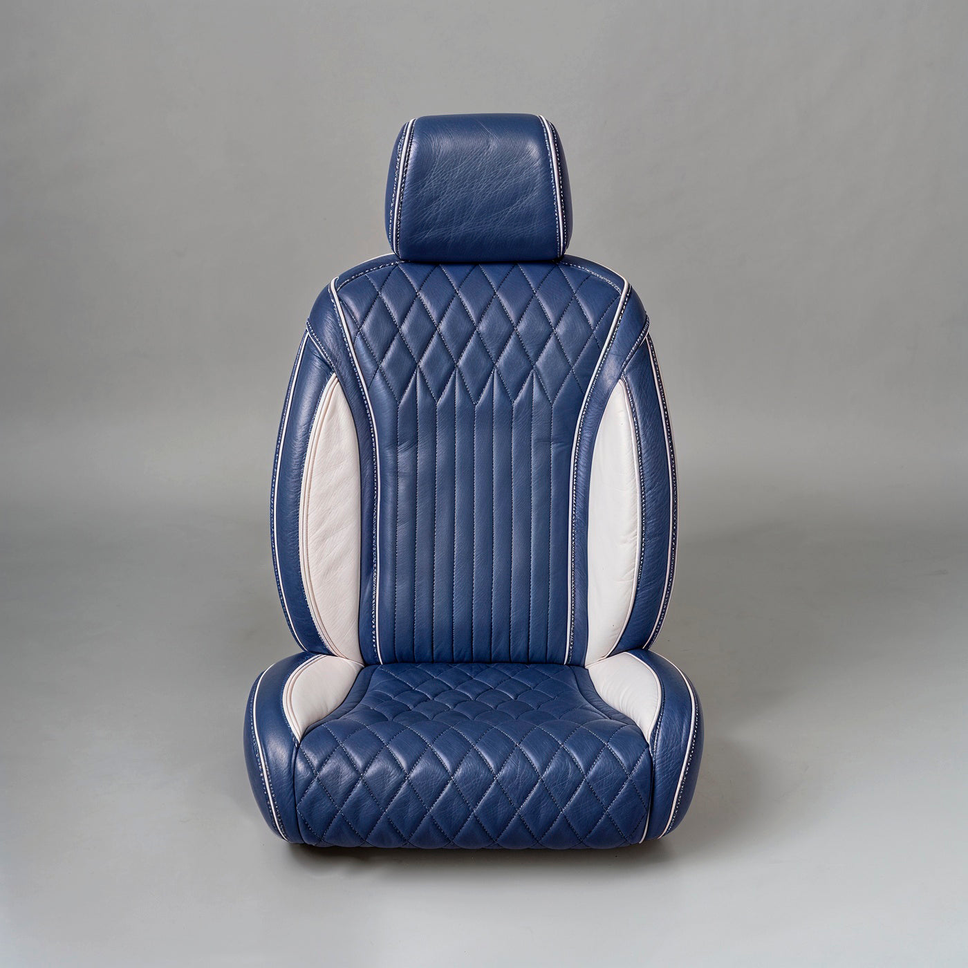 Diamond Chevron Stitching Blue&White