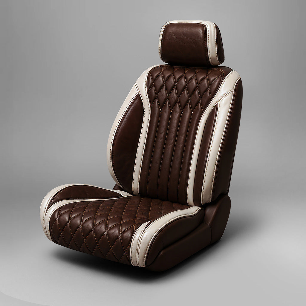 Diamond Chevron Stitching Brown&Beige