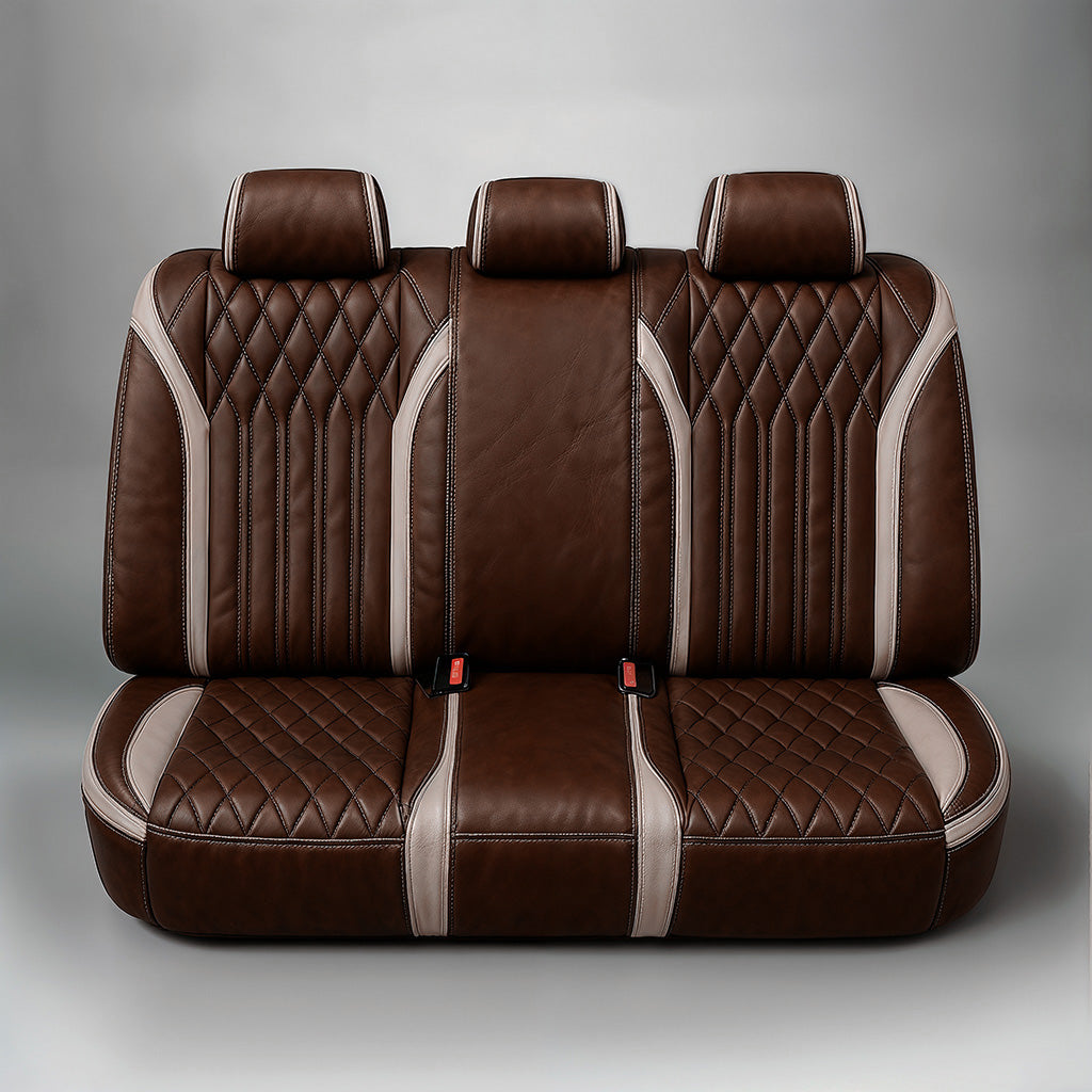 Diamond Chevron Stitching Brown&Beige