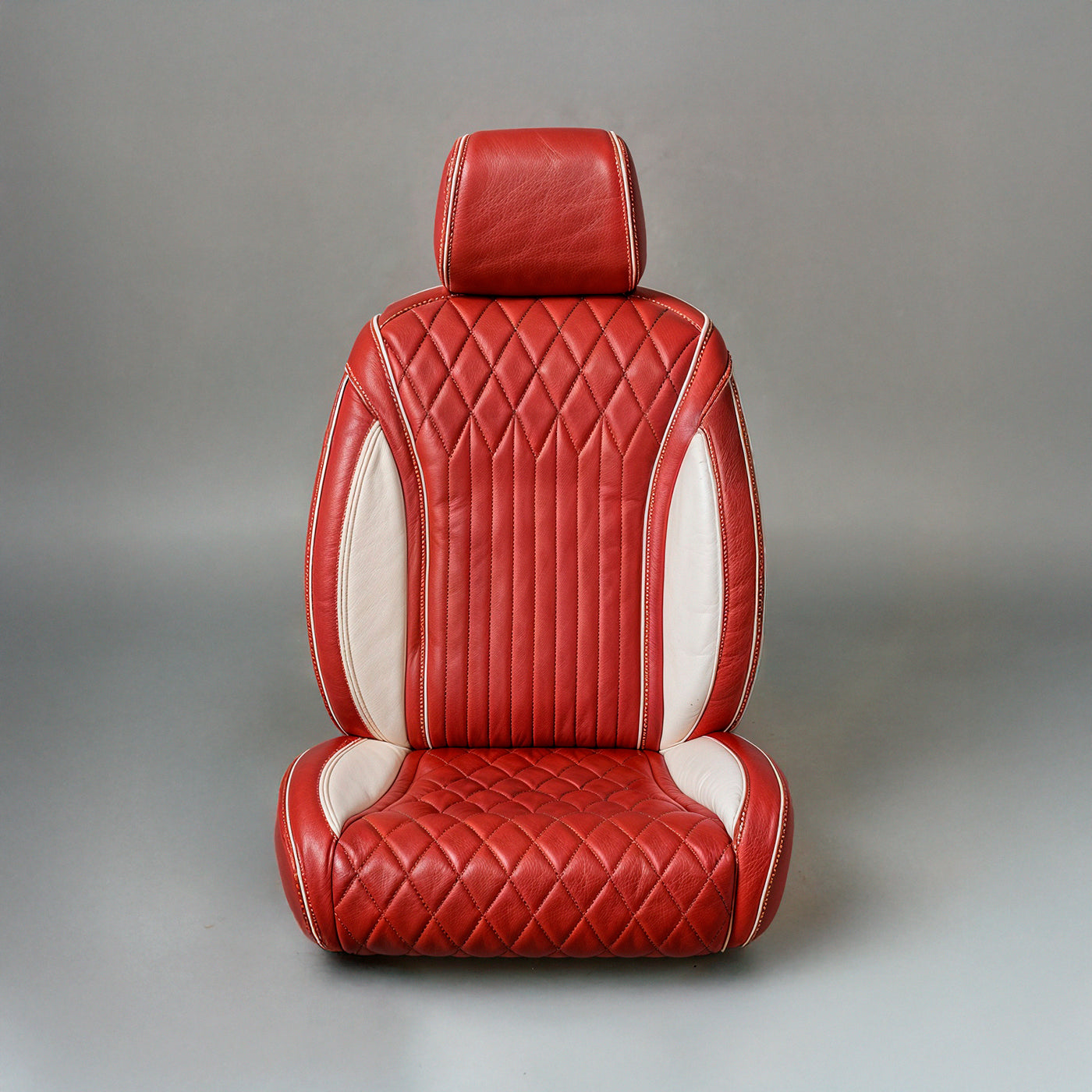 Diamond Chevron Stitching Red&White