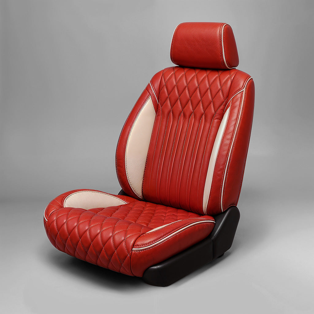 Diamond Chevron Stitching Red&White