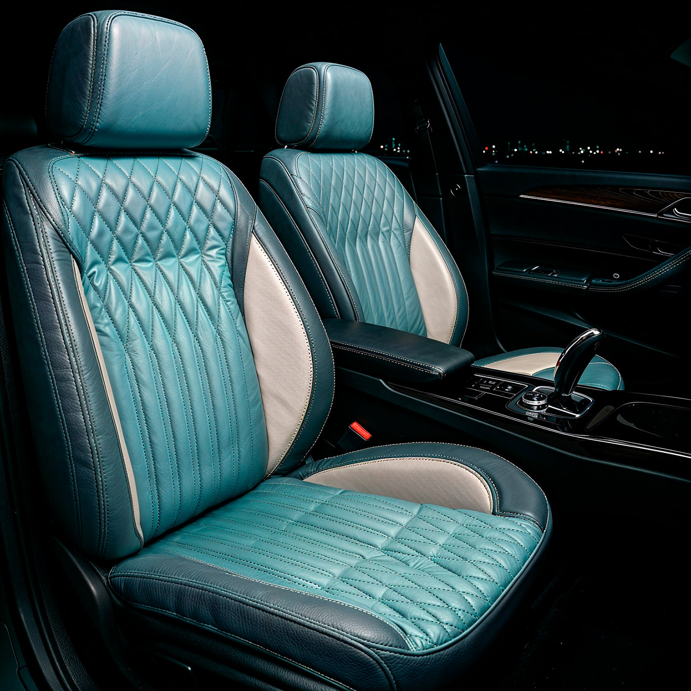 Diamond Chevron Stitching Blue