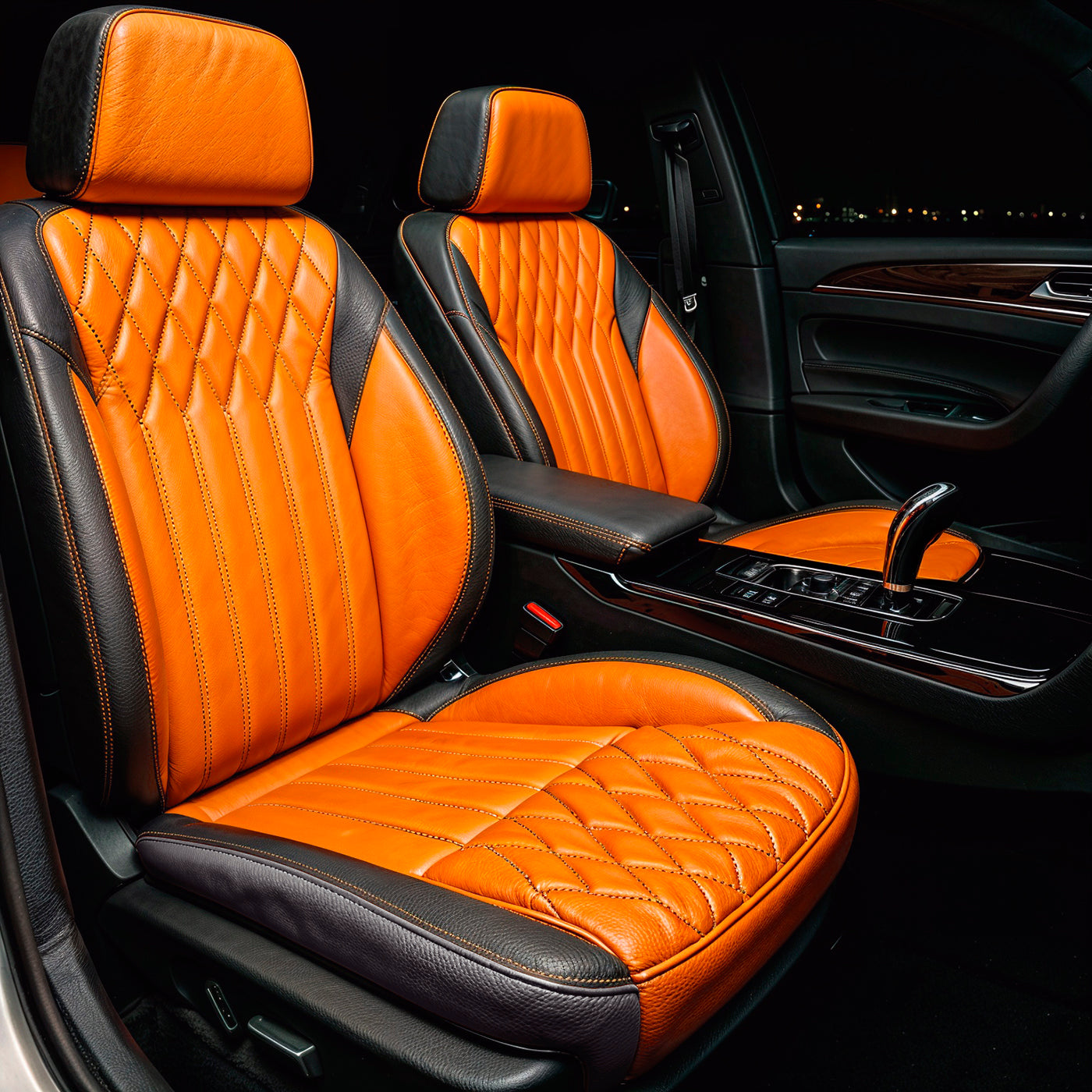 Diamond Chevron Stitching Orange