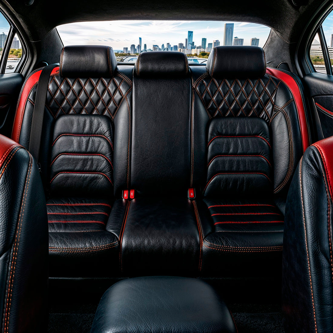 Horizontal Ribbed Pattern Black and Red Line