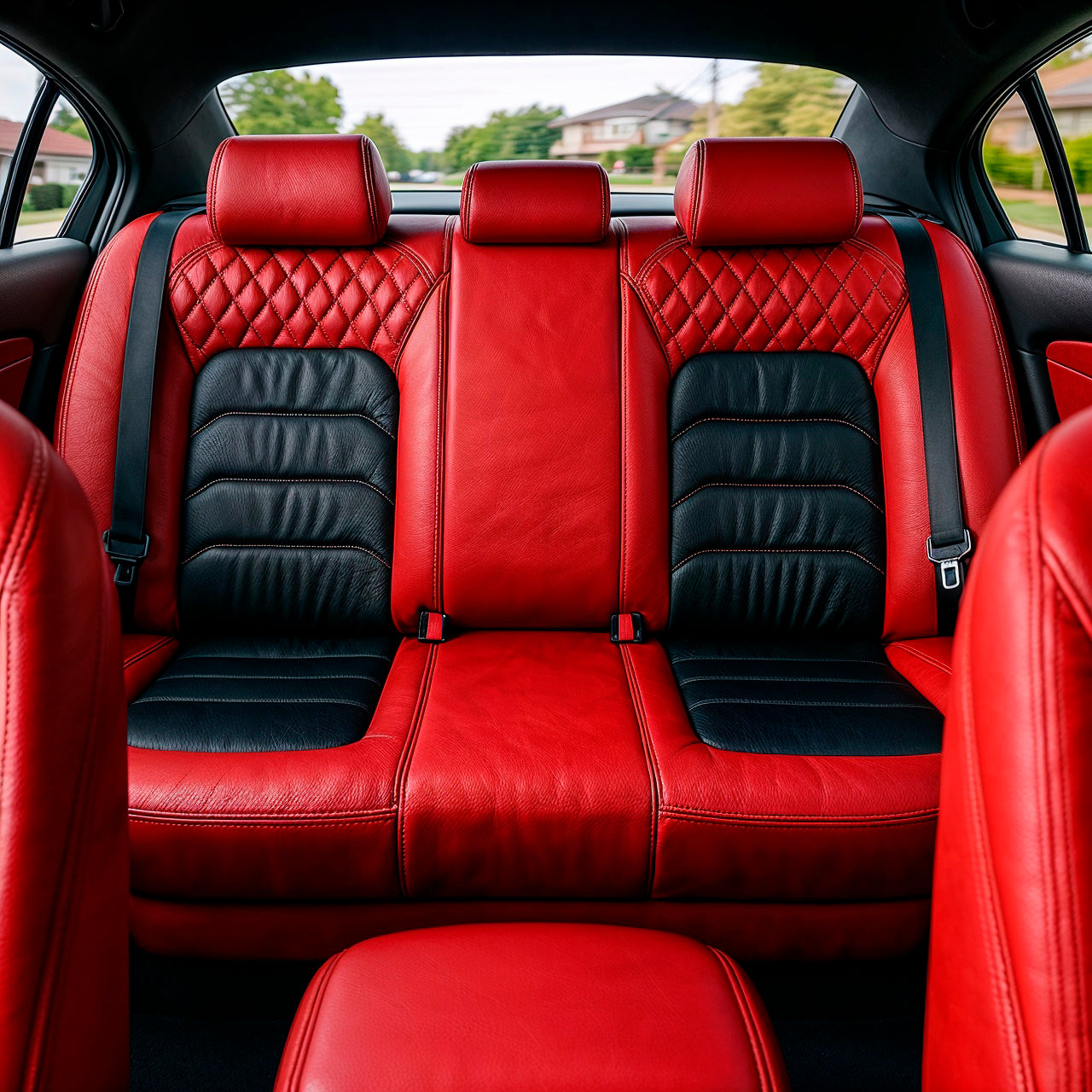 Horizontal Ribbed Pattern Black&Red