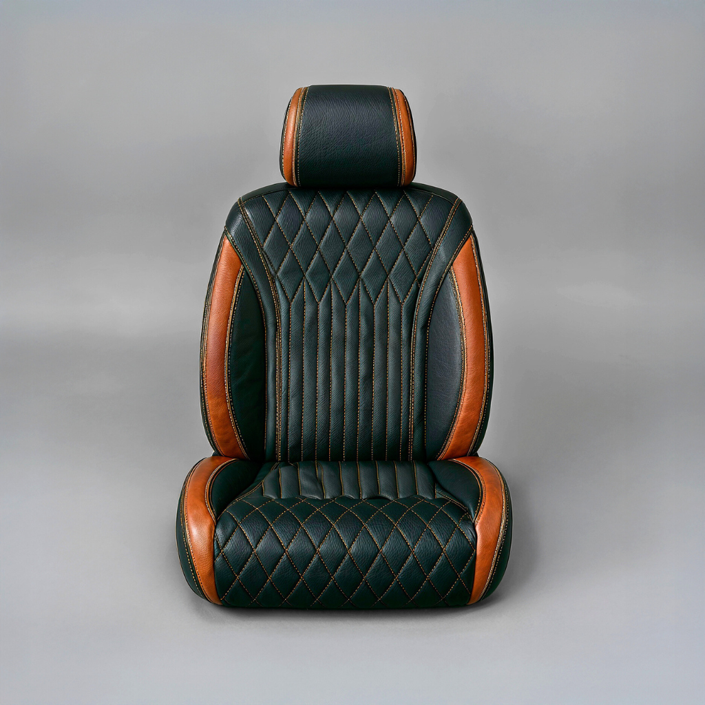 Diamond Chevron Stitching Brown&Black