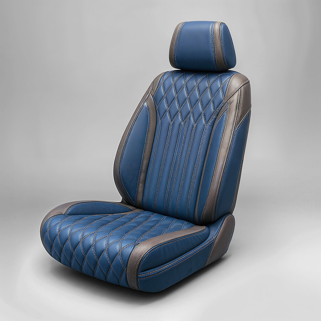 Diamond Chevron Stitching Blue&Grey