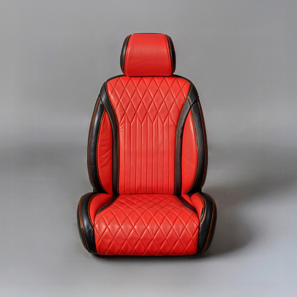 Diamond Chevron Stitching Red&Black