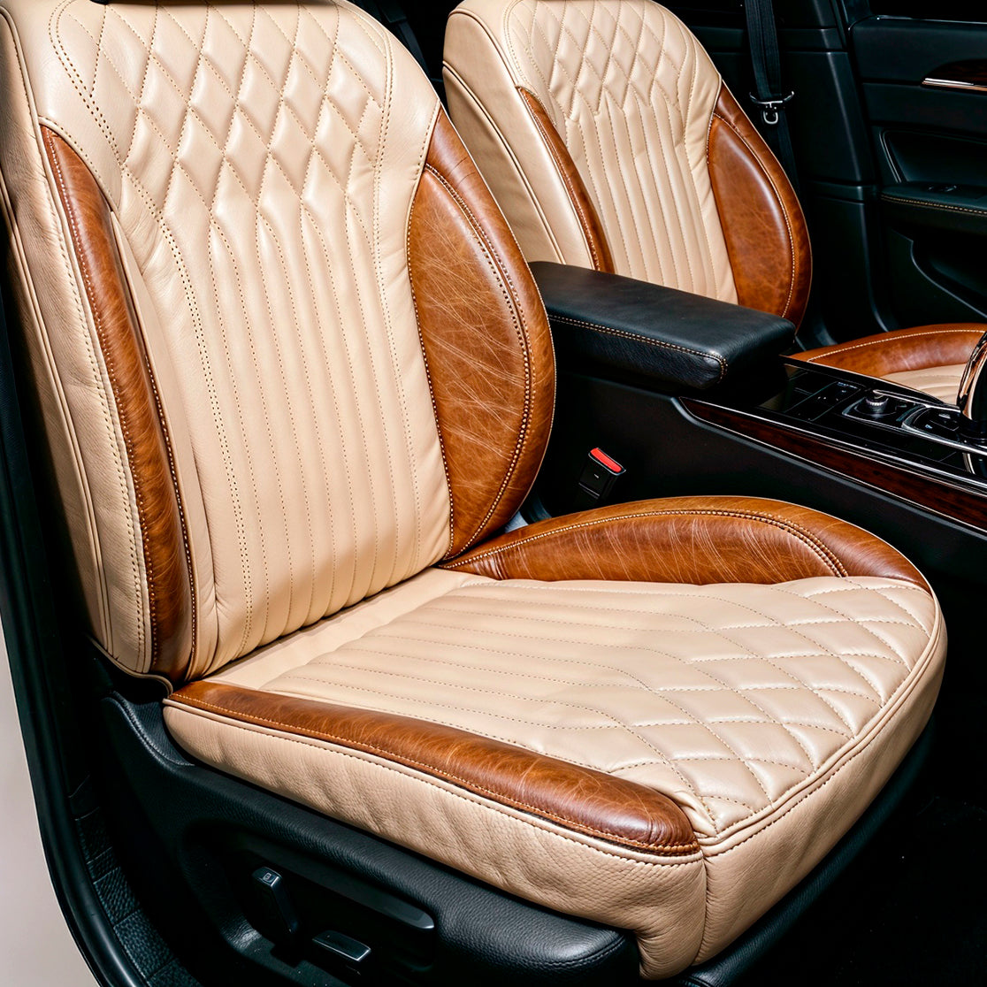 Diamond Chevron Stitching Beige