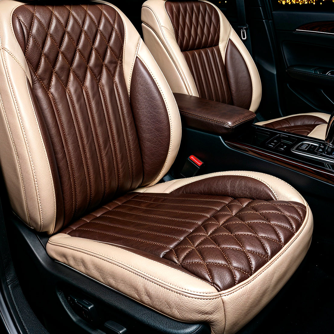 Diamond Chevron Stitching Brown