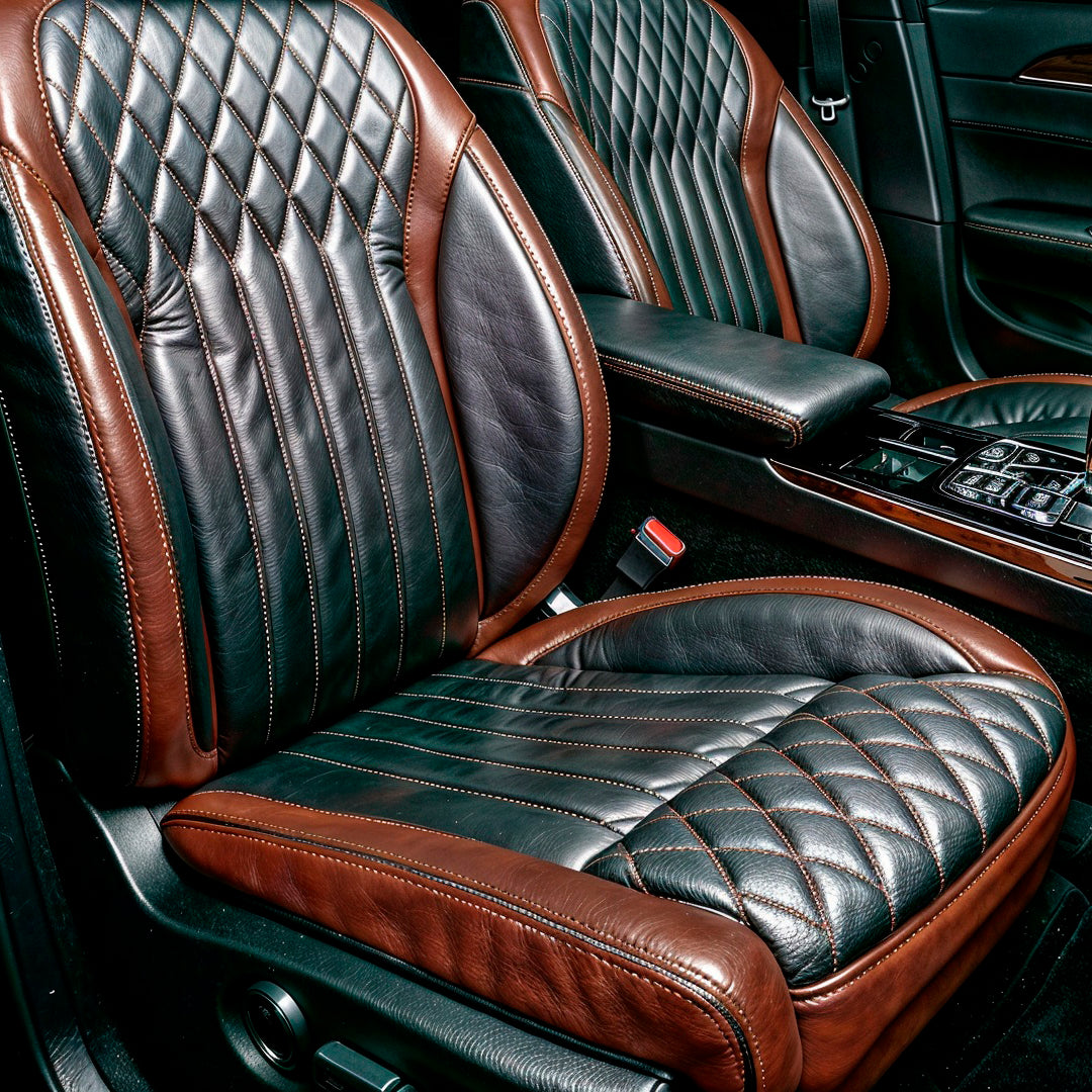 Diamond Chevron Stitching Brown&Black