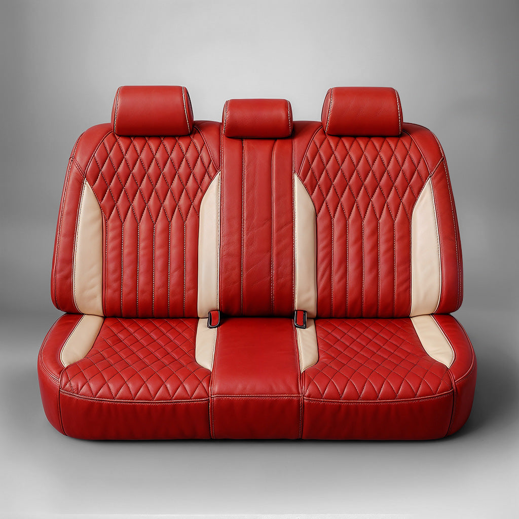 Diamond Chevron Stitching Red&White