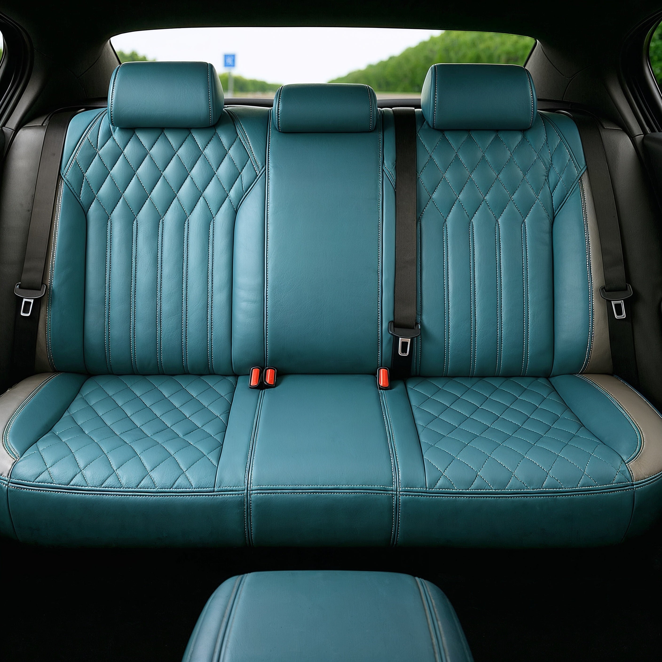 Diamond Chevron Stitching Blue