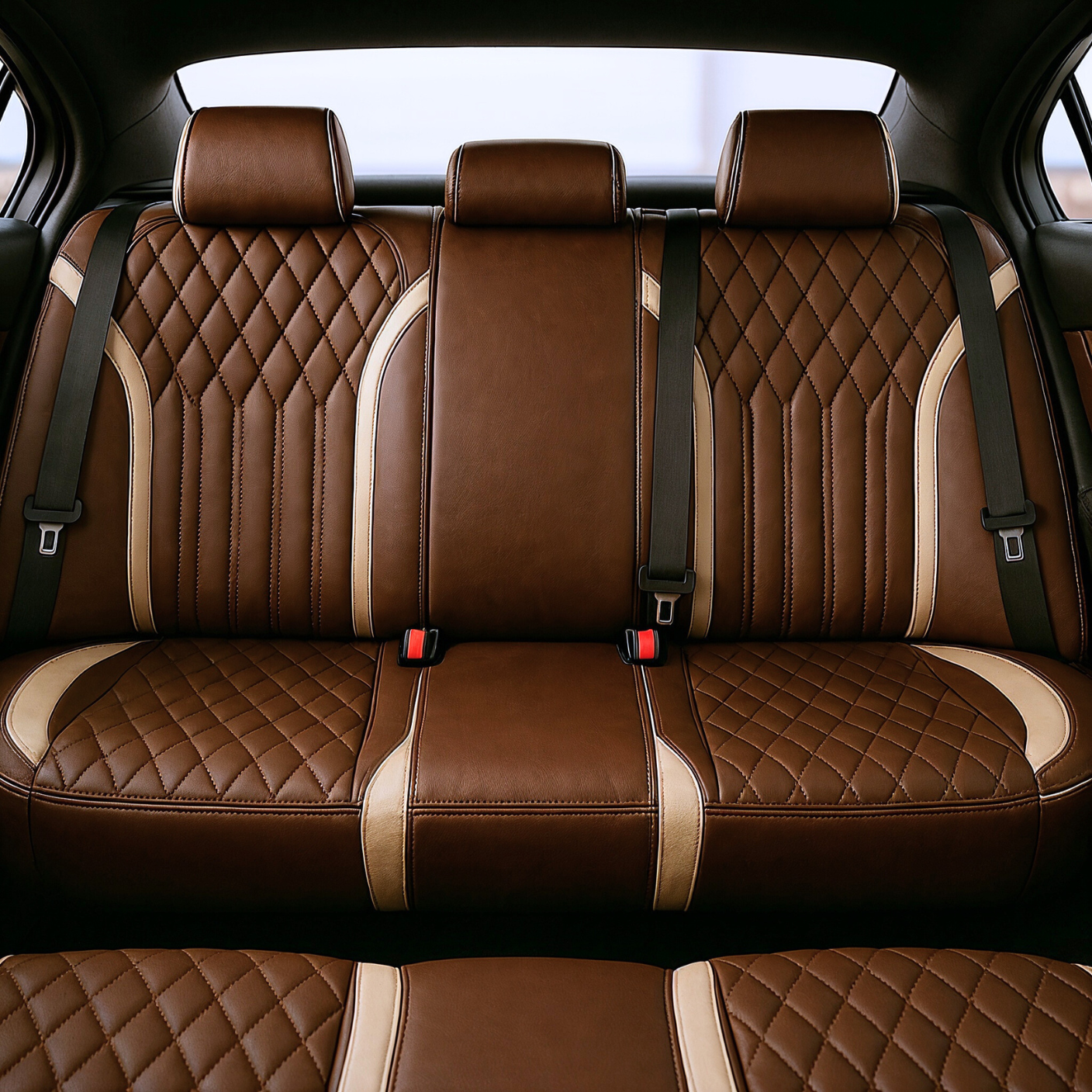 Diamond Chevron Stitching Brown