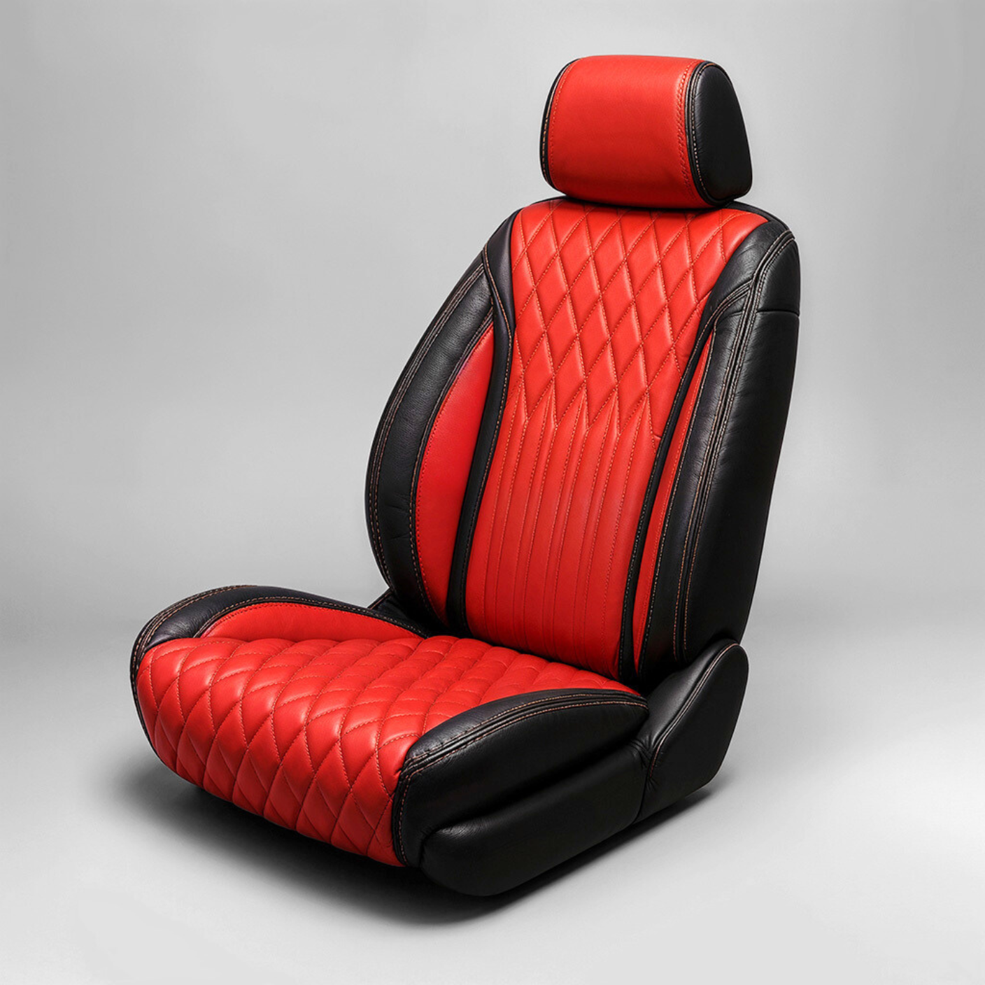 Diamond Chevron Stitching Red&Black