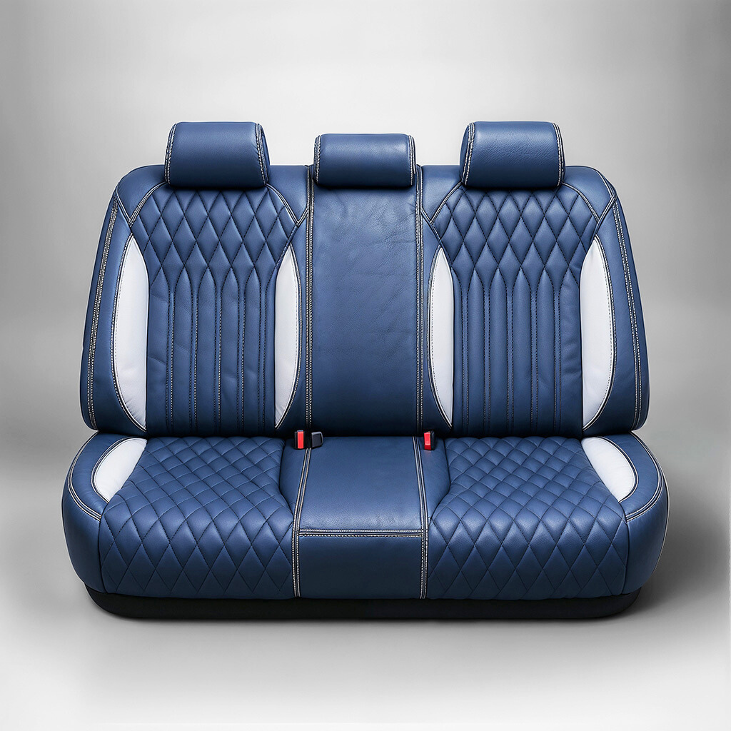 Diamond Chevron Stitching Blue&White