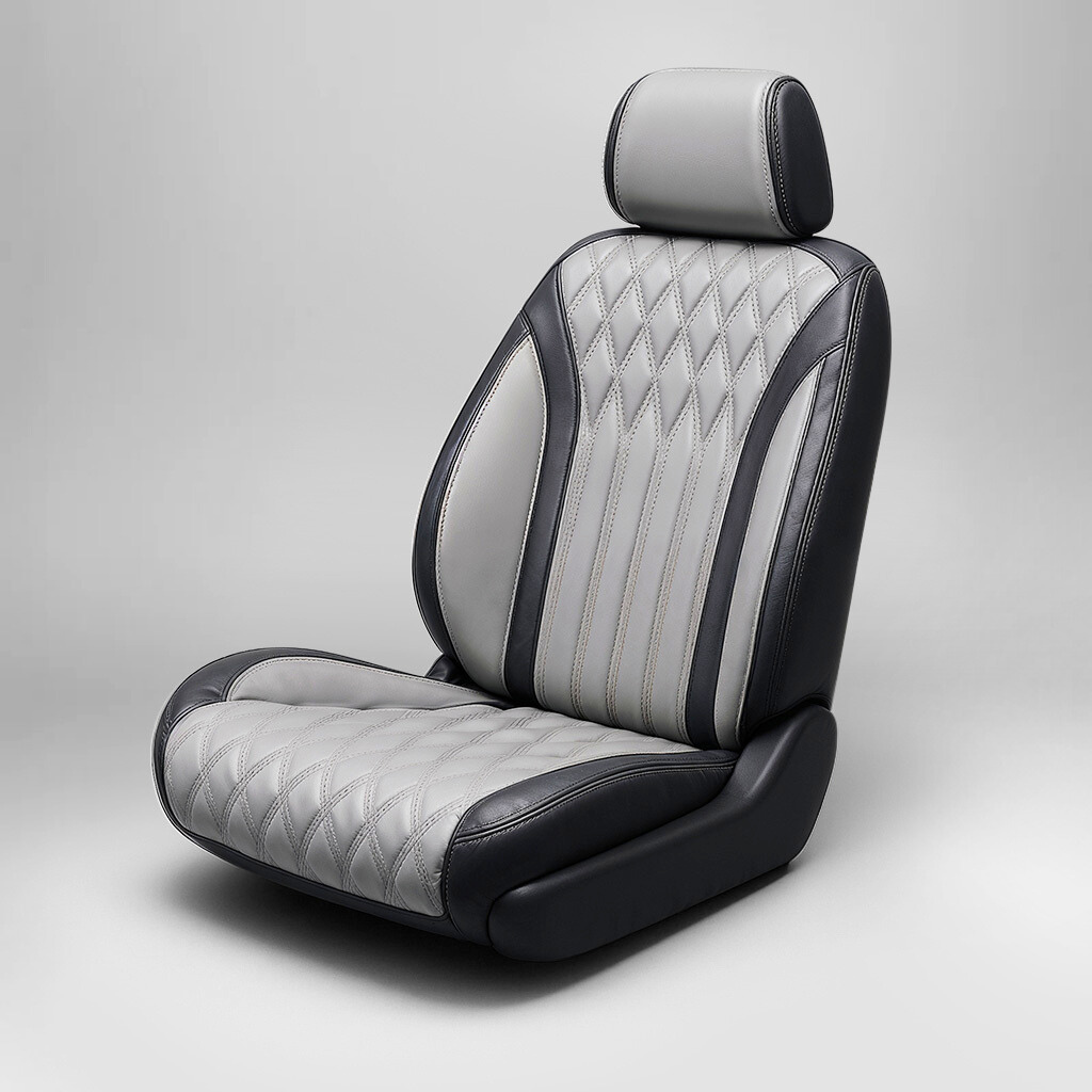 Diamond Chevron Stitching  Grey&Black