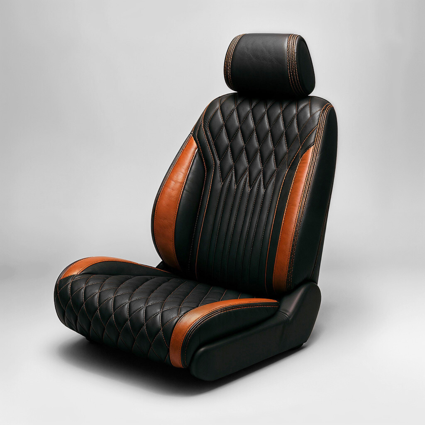 Diamond Chevron Stitching Black&Brown