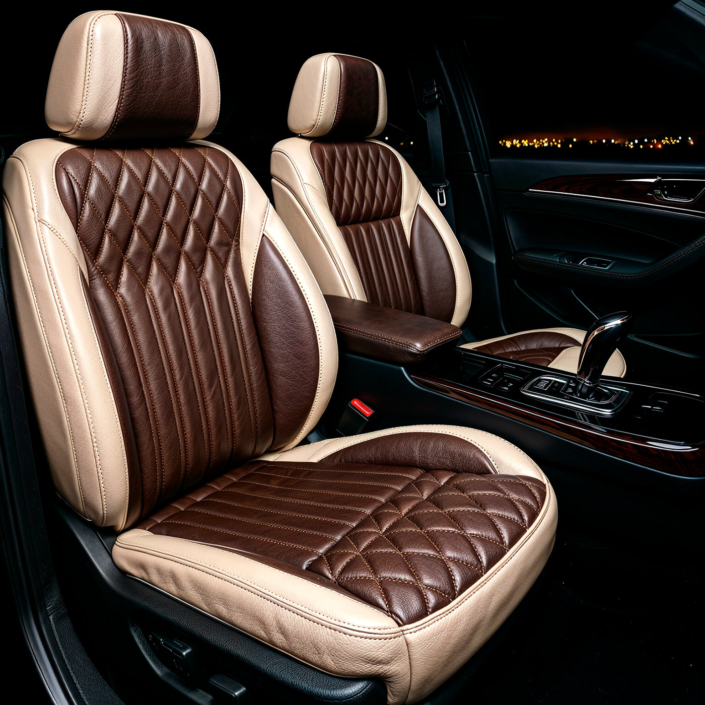 Diamond Chevron Stitching Brown