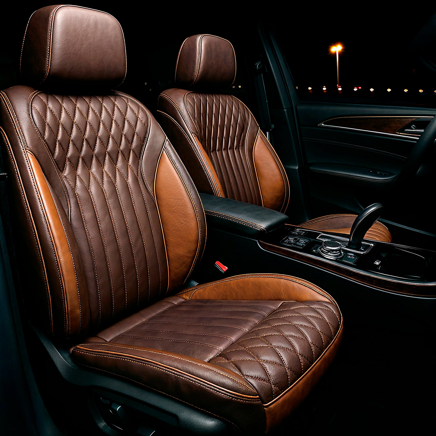 Diamond Chevron Stitching Coffee