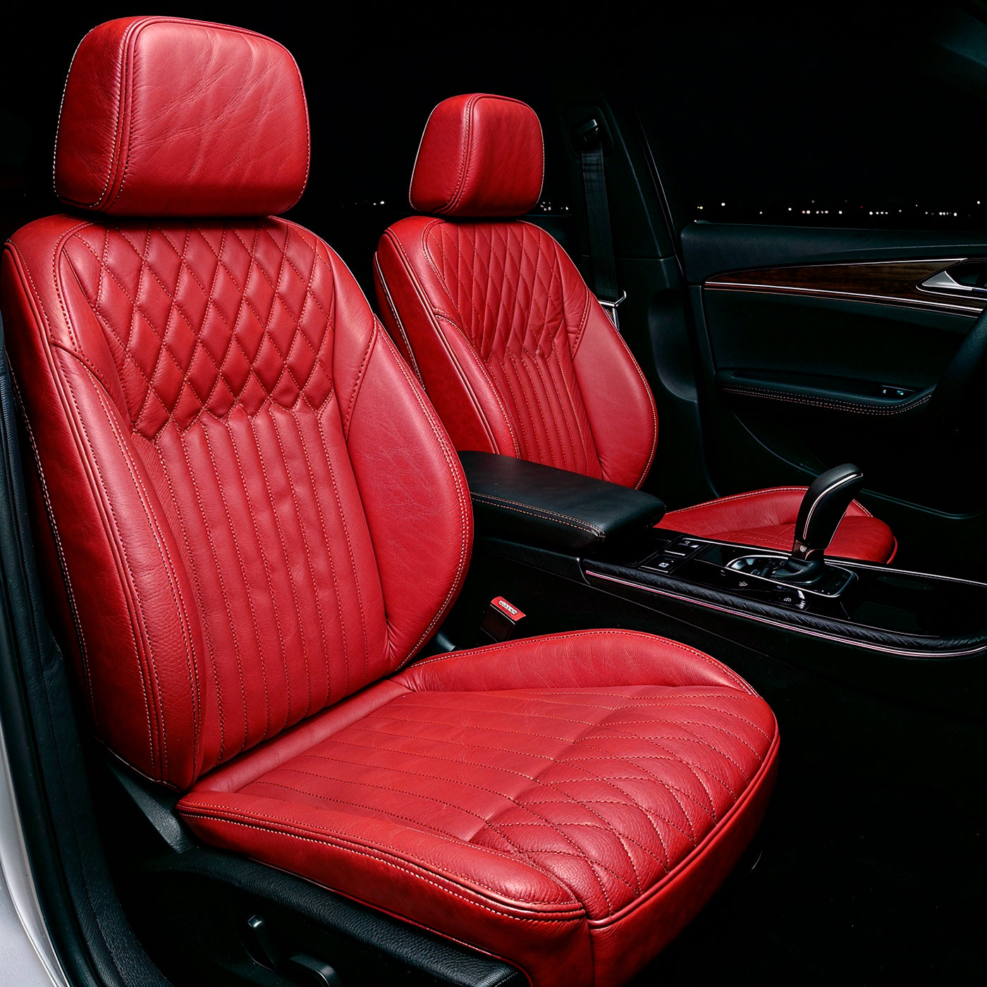 Diamond Chevron Stitching Red