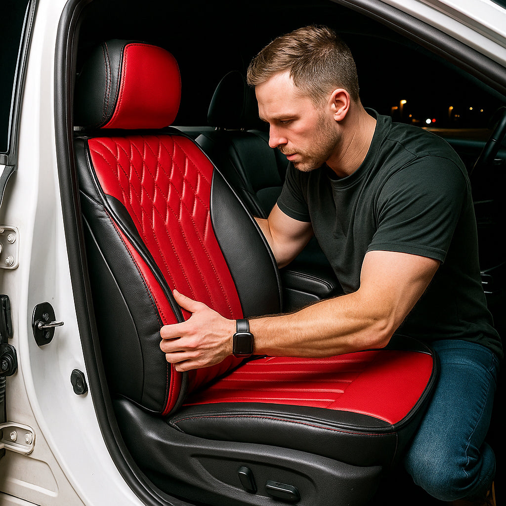 Diamond Chevron Stitching Red&Black