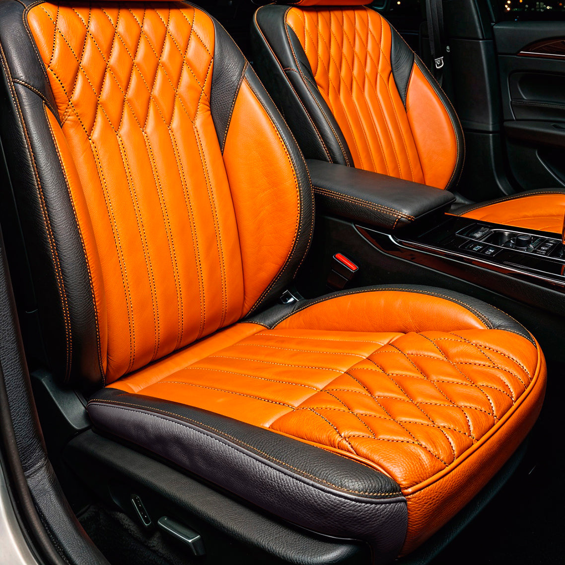 Diamond Chevron Stitching Orange