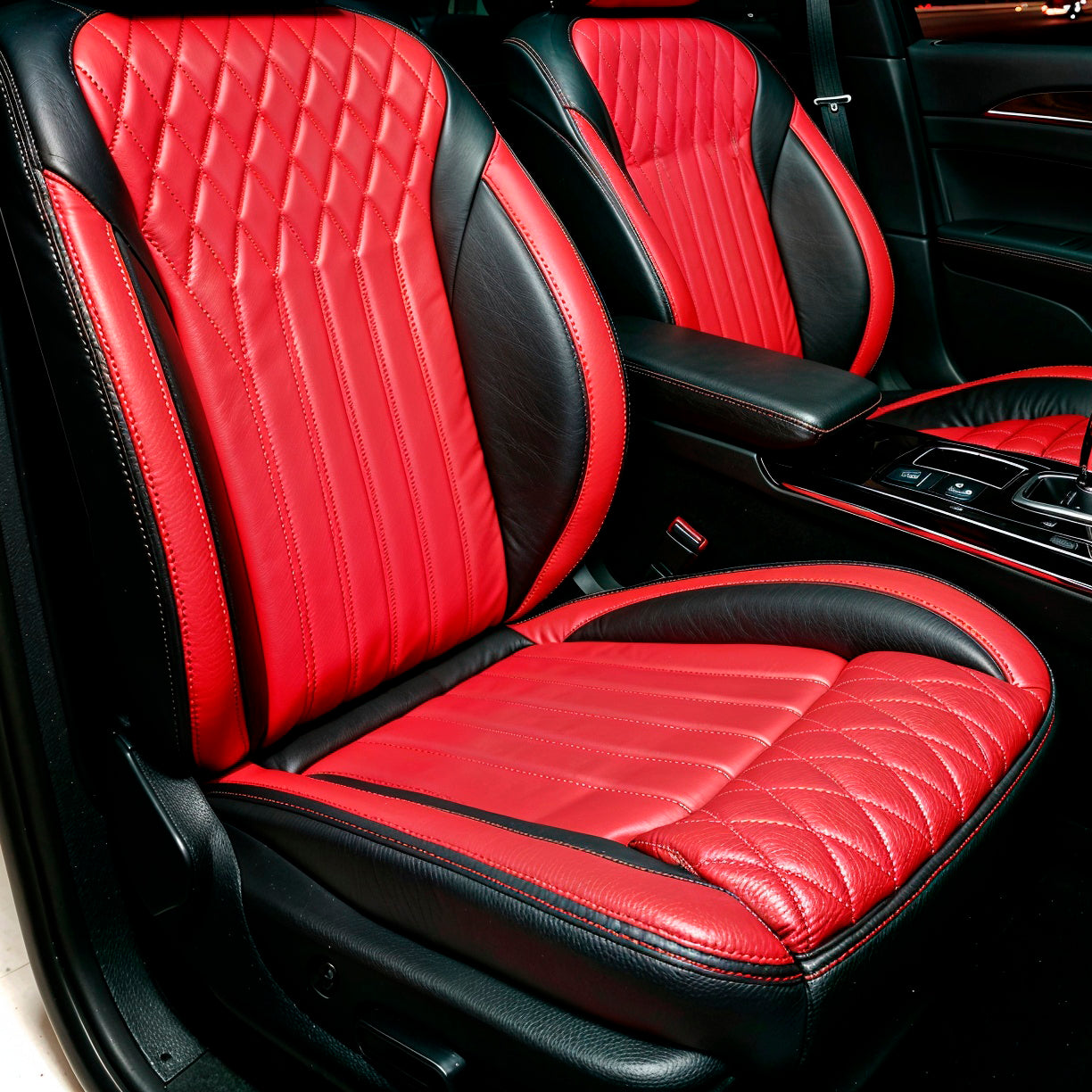 Diamond Chevron Stitching Red&Black