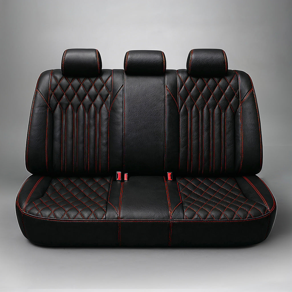 Diamond Chevron Stitching Black&Red Line