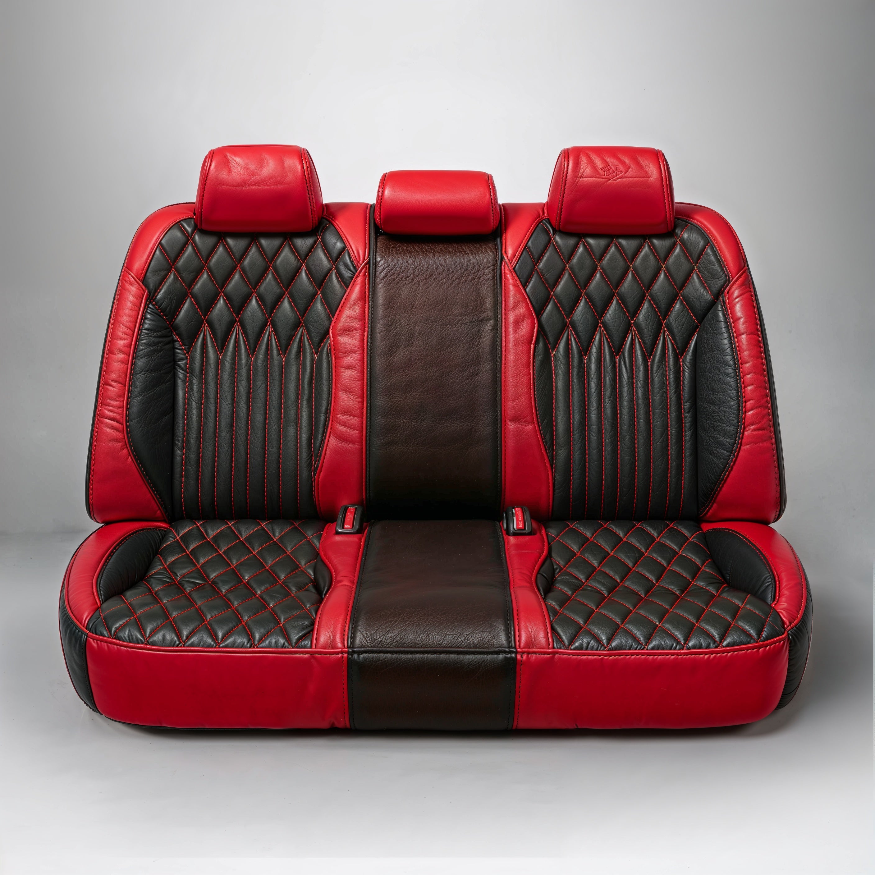 Diamond Chevron Stitching Black&Red