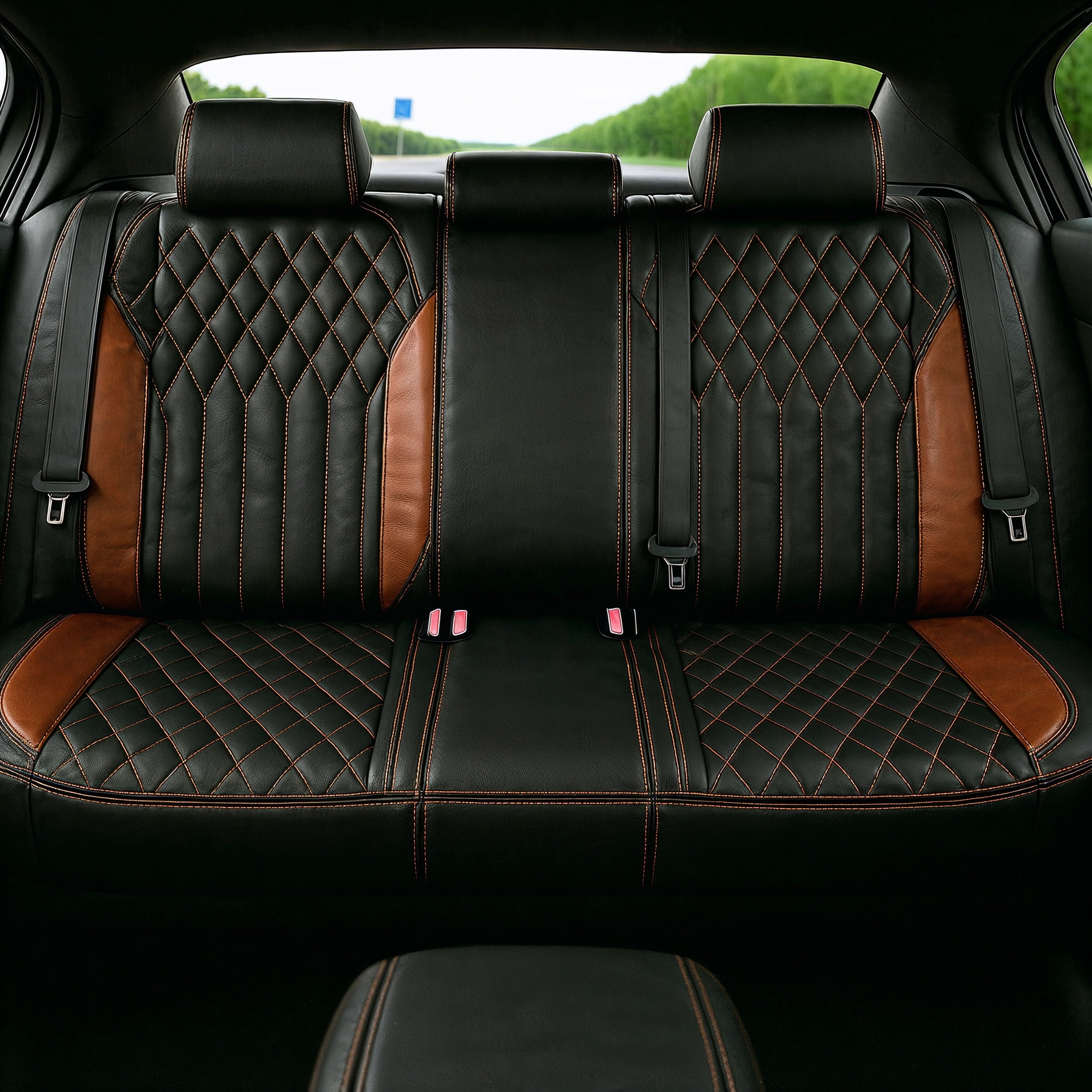 Diamond Chevron Stitching Brown&Black