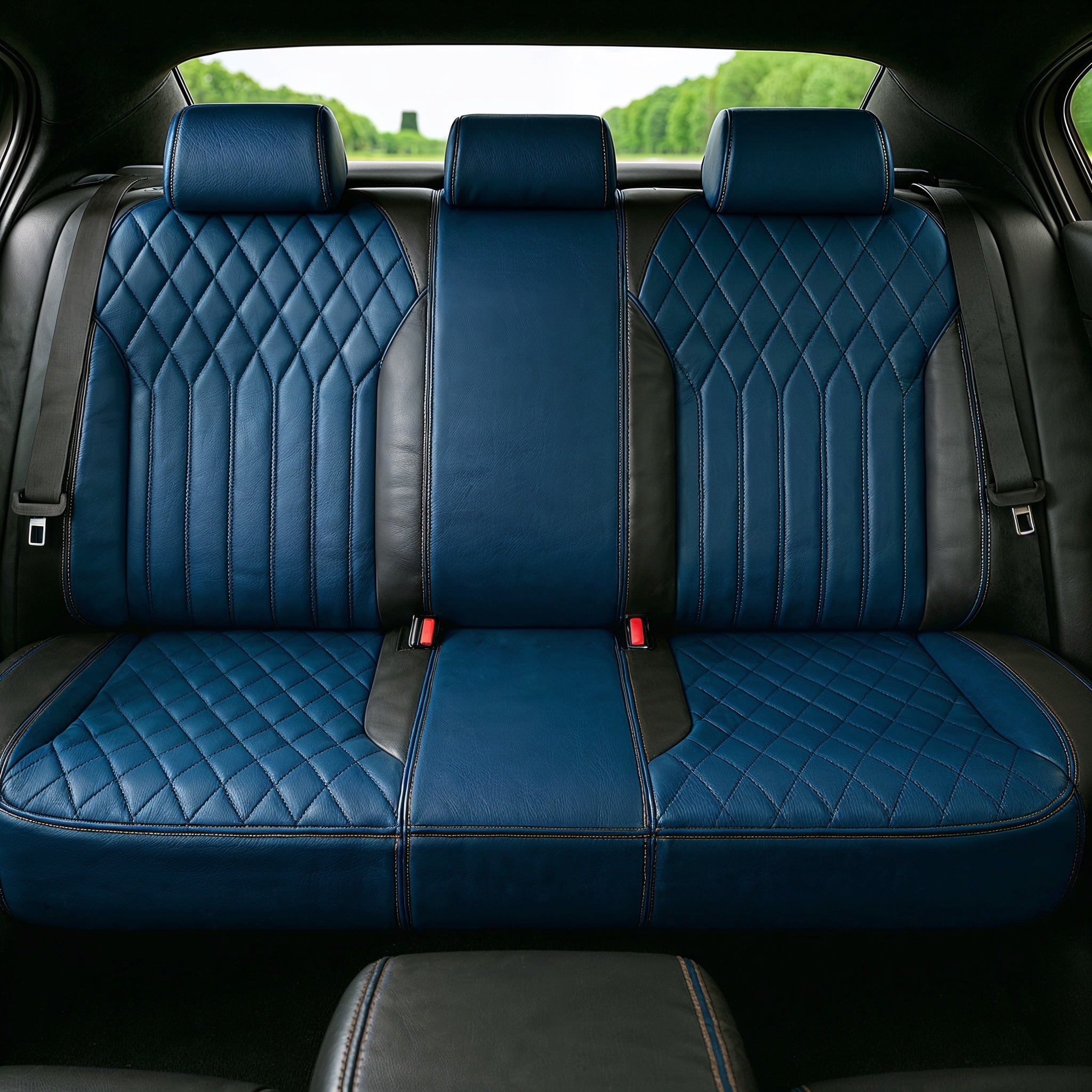 Diamond Chevron Stitching Blue&Grey