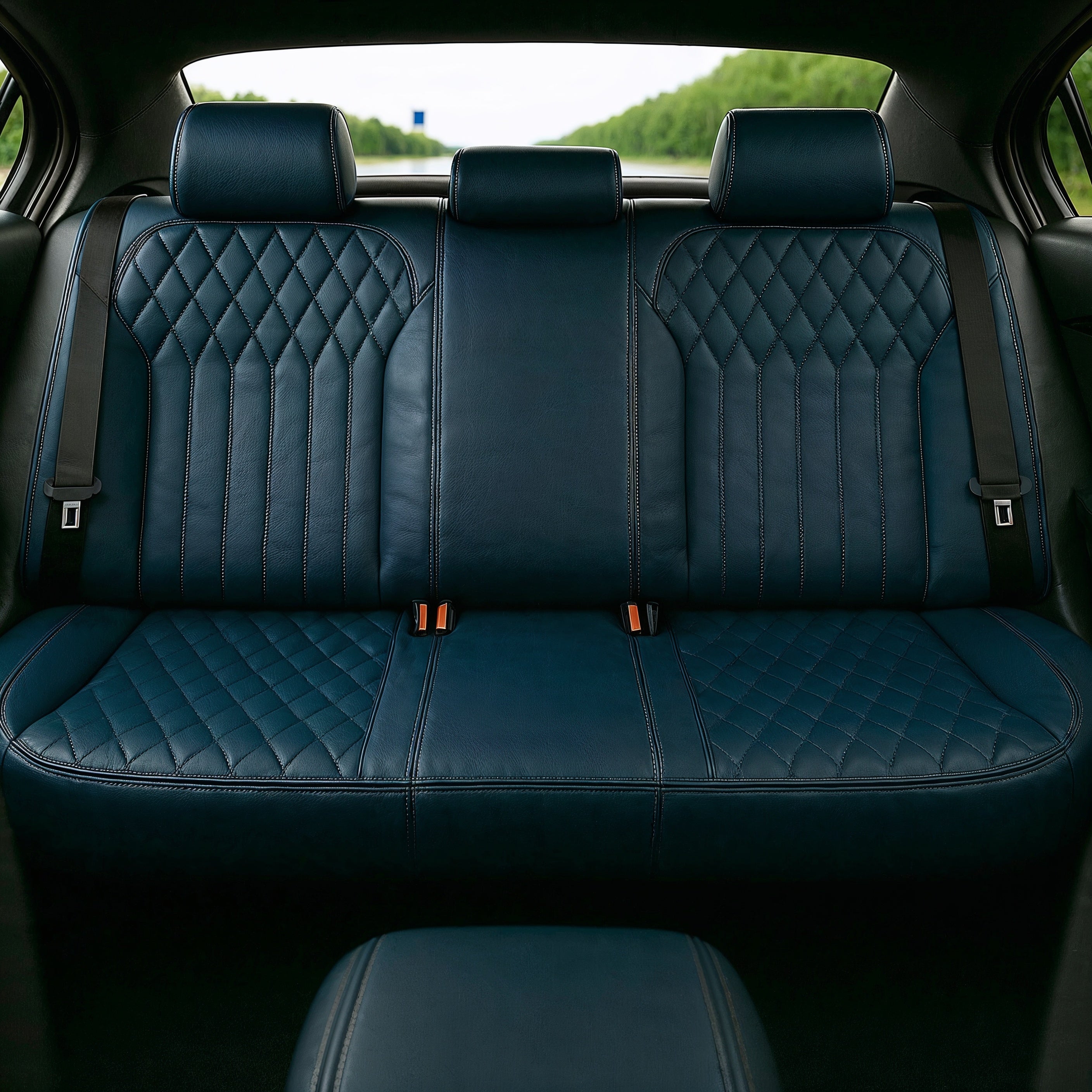 Diamond Chevron Stitching Gray&Blue