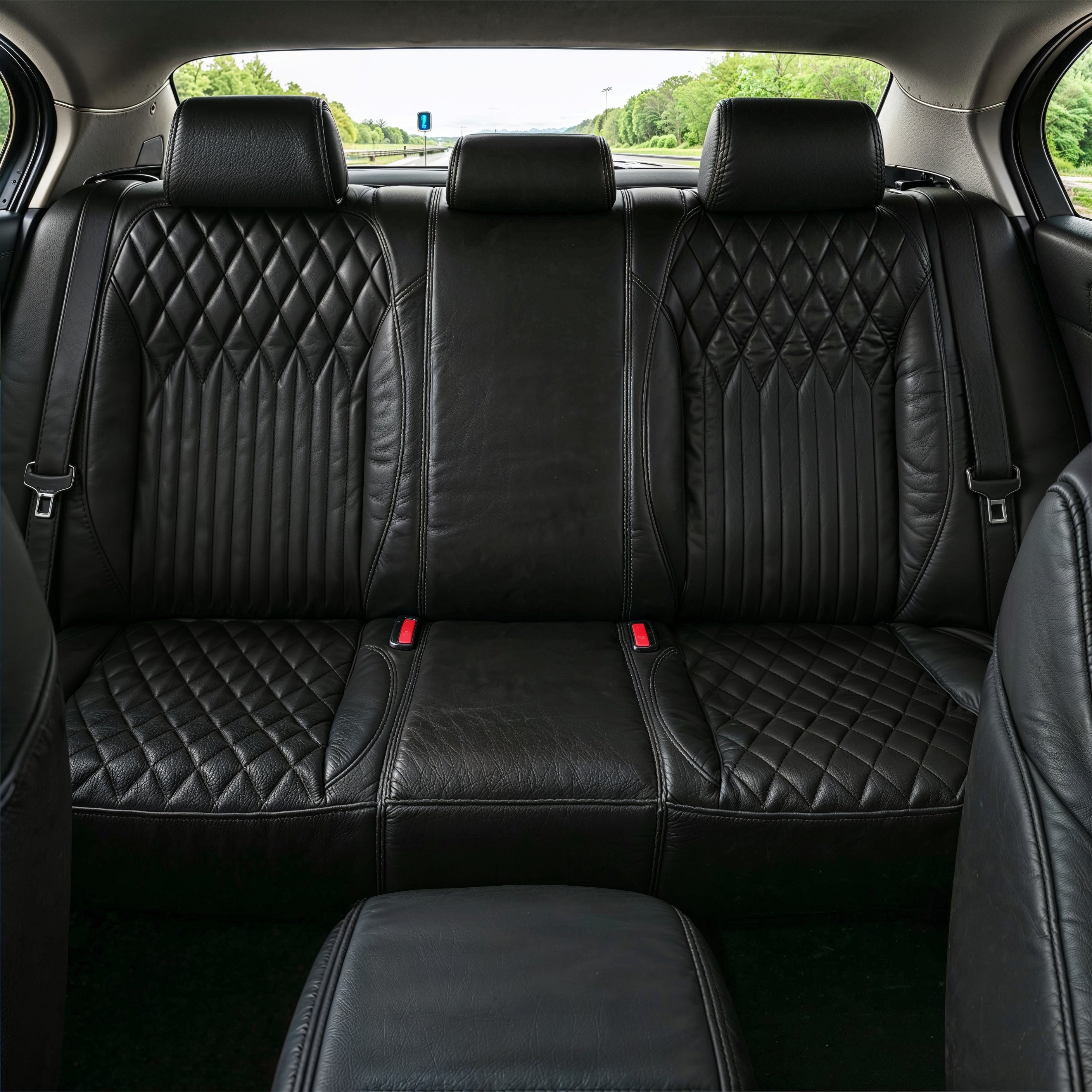 Diamond Chevron Stitching Black