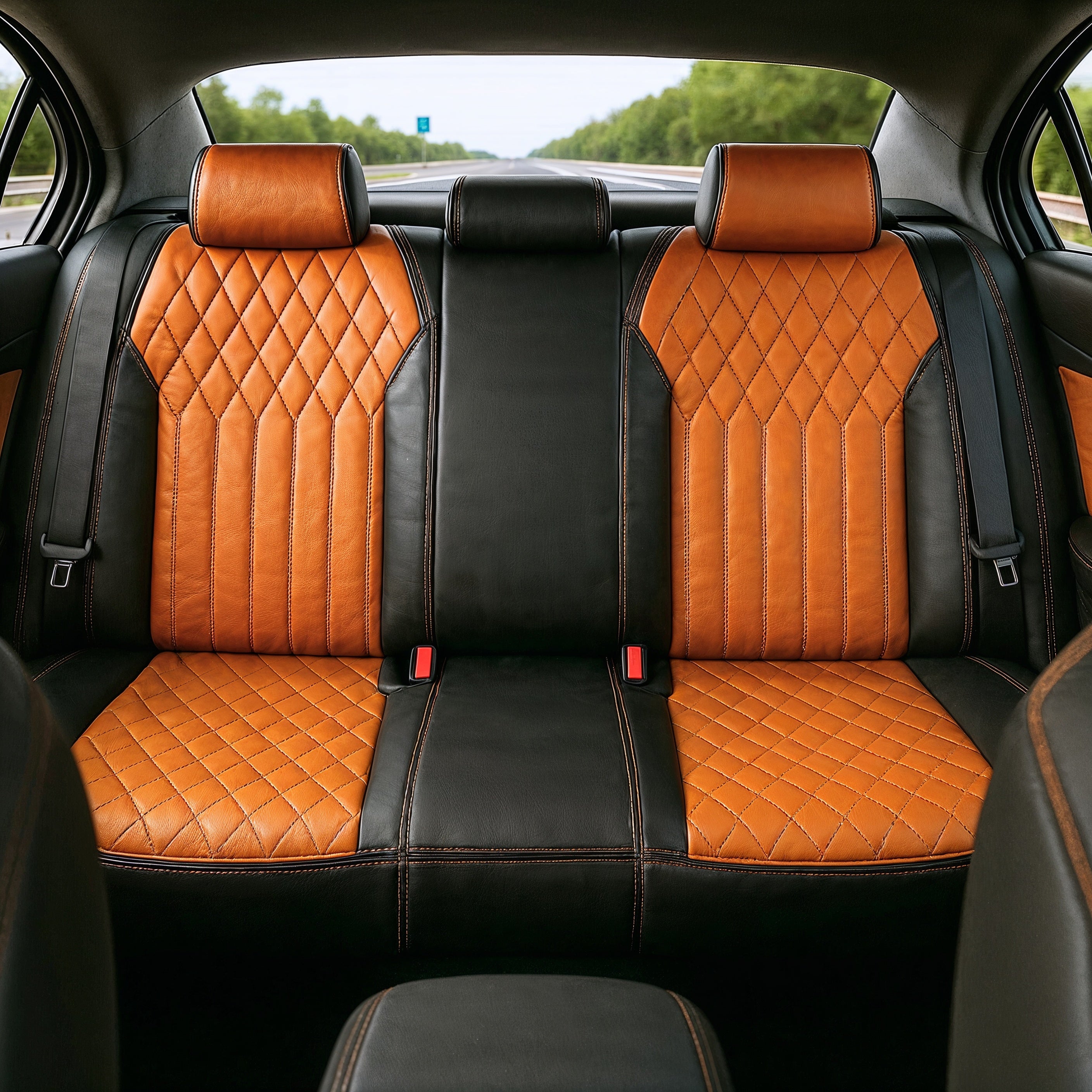 Diamond Chevron Stitching Orange